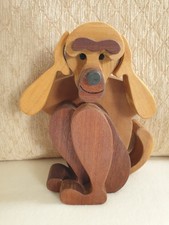HAND CRAFTED CARVED " HEAR NO EVIL " WOODEN MONKEY 8 INCHES