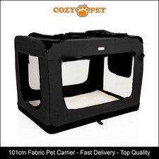 Fabric Dog Crate 101cm Black by Cozy Pet Puppy Carrier Cat Travel Cage Rabbit