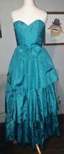 Stunning Vintage 80s Vivien Smith tiered green ball gown full net skirt UK 8