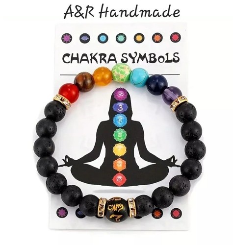 Handmade chakra black lava - 7,