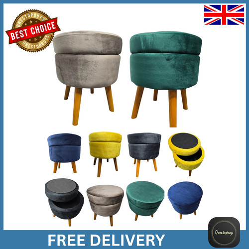 Round storage stool side table - storage,