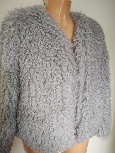 Woman grey shaggy faux - grey, knit