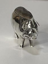 Antique Solid Silver Pig Pin