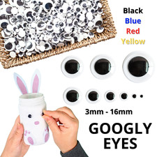 Googly Eyes - Wobbly Stick On - Black Blue Red Yellow 3-18mm - Not Self-Adhesive