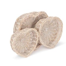 White Wash Heart Shaped Wicker Tray