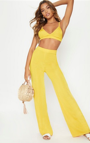 Women mustard rib slinky wide - rib,