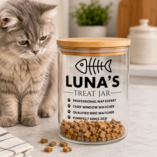 Personalised cat treat jar - personalised,