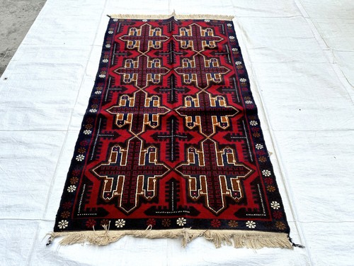 Hand knotted afghan - hand, geometric