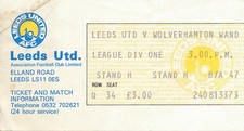 TICKET: Leeds United v Wolves 1979/1980