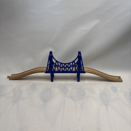 Wooden blue train bridge - train, fits
