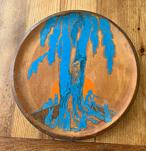 Hand painted vintage wooden - painted,