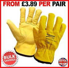 DRIVER WORK GLOVES FLEECE COTTON LINED SOFT LEATHER LORRY DRIVERS DRIVING SAFETY