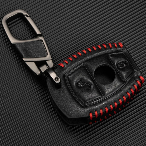 Button leather key fob case - button,