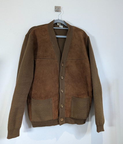 Lucier suede cardigan mens - lucier,