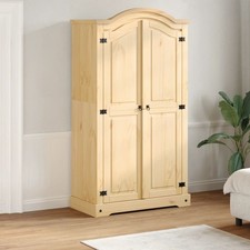 Wardrobe Solid Pine Wood Brown 102x52x186 cm Honey-  Storage and Hooks