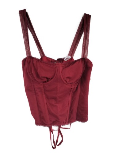 Corset top red burgundy lace - corset,