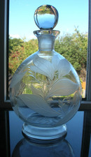 Antique - Decanter - " Engraved Leaves " - Sloe Gin/Liqueur - C 1890