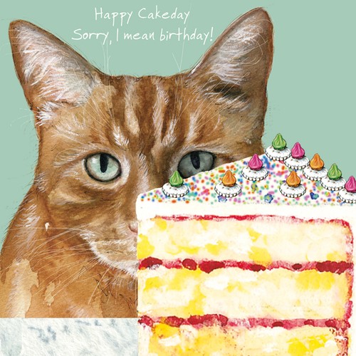 Ginger cat birthday card - ginger,