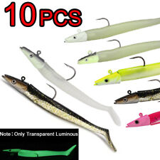 10pcs Saltwater Sandeel Lures for Bass Wrasse Cod Pollock Sea Fishing Tackle GB