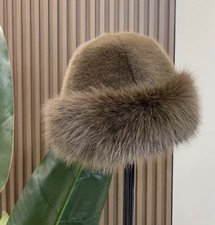 Ladies Faux Fur Hat In Soft Brown Lightweight.