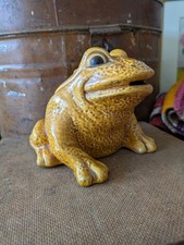 Vintage Trentham Frog Art Pottery Toad Money Bank Piggybank Yellow Ceramic Rare