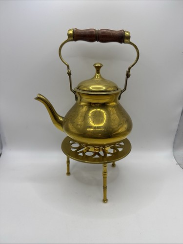 Vintage brass kettle teapot - brass,
