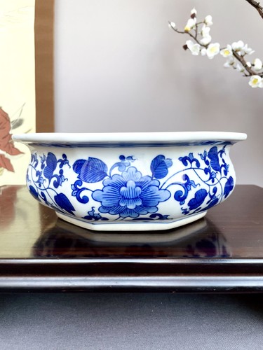 Large 25cm chinese blue - chinese, white