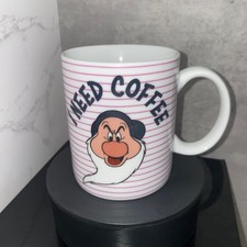 Disney Grumpy Dwarf "I Need Coffee" Mug Snow White Cup Dishwasher Safe