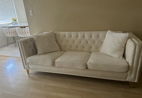 Beige light cream velvet - cream,