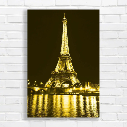 Eiffel tower night yellow - at,