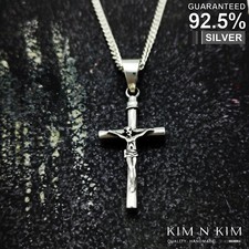 925 Silver Cross Pendant Thick Crucifix Jesus ✔️Free Engraving ✔️Solid ✔️Quality