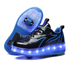 UK Kids Boys Girls LED Wheels Shoes Skates Shoes Kids Roller Skate Trainers