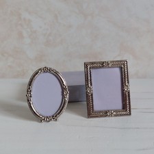 Boots Miniature Photo Frame X2 Silver Metal Ornate Flower Oval Rectangle Floral