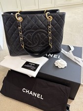 Authentic Chanel Grand Shopping Tote - GST - Black with Gold Hardware 