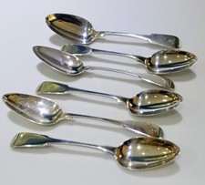 6 Georgian Silver Dessert Spoons H'mk London 1803  & 1807  W Eley & W Fearn 244g