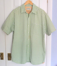 Orvis Short Sleeved Button Up Shirt - Green/ White Check - Large