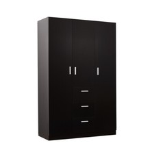 Modern 3 Door 3 Drawer Triple Wardrobe with Storage Shelves Bedroom Furniture
