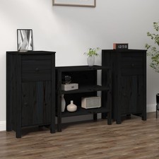 Sideboard Black Solid Pine