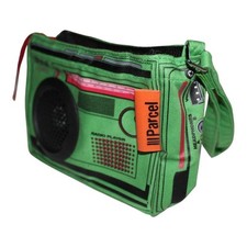 Retro IllParcel Green Boombox Tote Bag with Audio Cable - Unique Canvas Bag