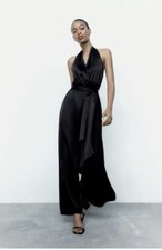 Zara Black Satin Halter Neck