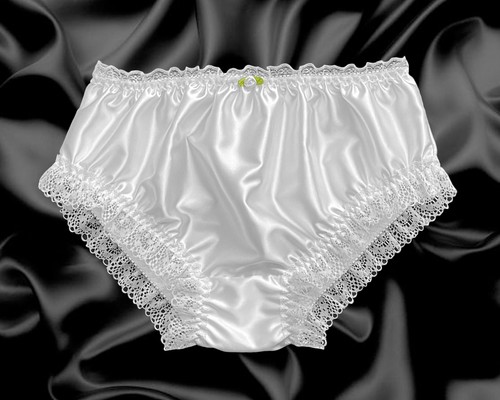 White satin frilly - satin,