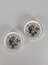2x Royal Worcester Gold Trim Floral Trinket Dishes/Pin Dishes G676