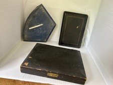 Three EmptyAntique Boxes For Teaspoons, Cutlery + Measuring/drawing  Instrument