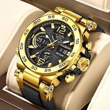 Mens Luxury Sports Diver Wristwatch Waterproof Quartz LED Analog Digital