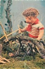 Mecki the Hedgehog Lumberjack Sawing Firewood  Steiff Doll Vintage Postcard