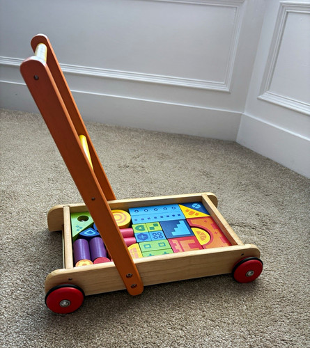Wooden baby first steps push - first,