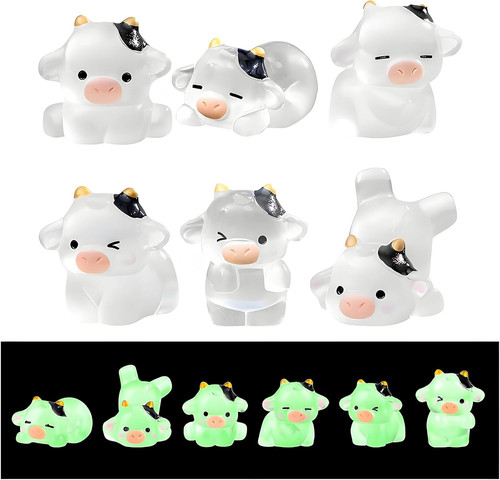 6pcs mini cow figurines tiny - 6pcs,