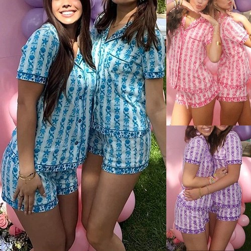 2pcs pink palm pajamas - palm, in