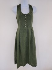 Vintage Dress Cotton Green Pinafore Dirndl Oktoberfest Retro Check Smart Size 12