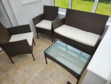 Outdoor Furniture Rattan Garden Set 4 Piece chairs sofa Table Patio with cushion